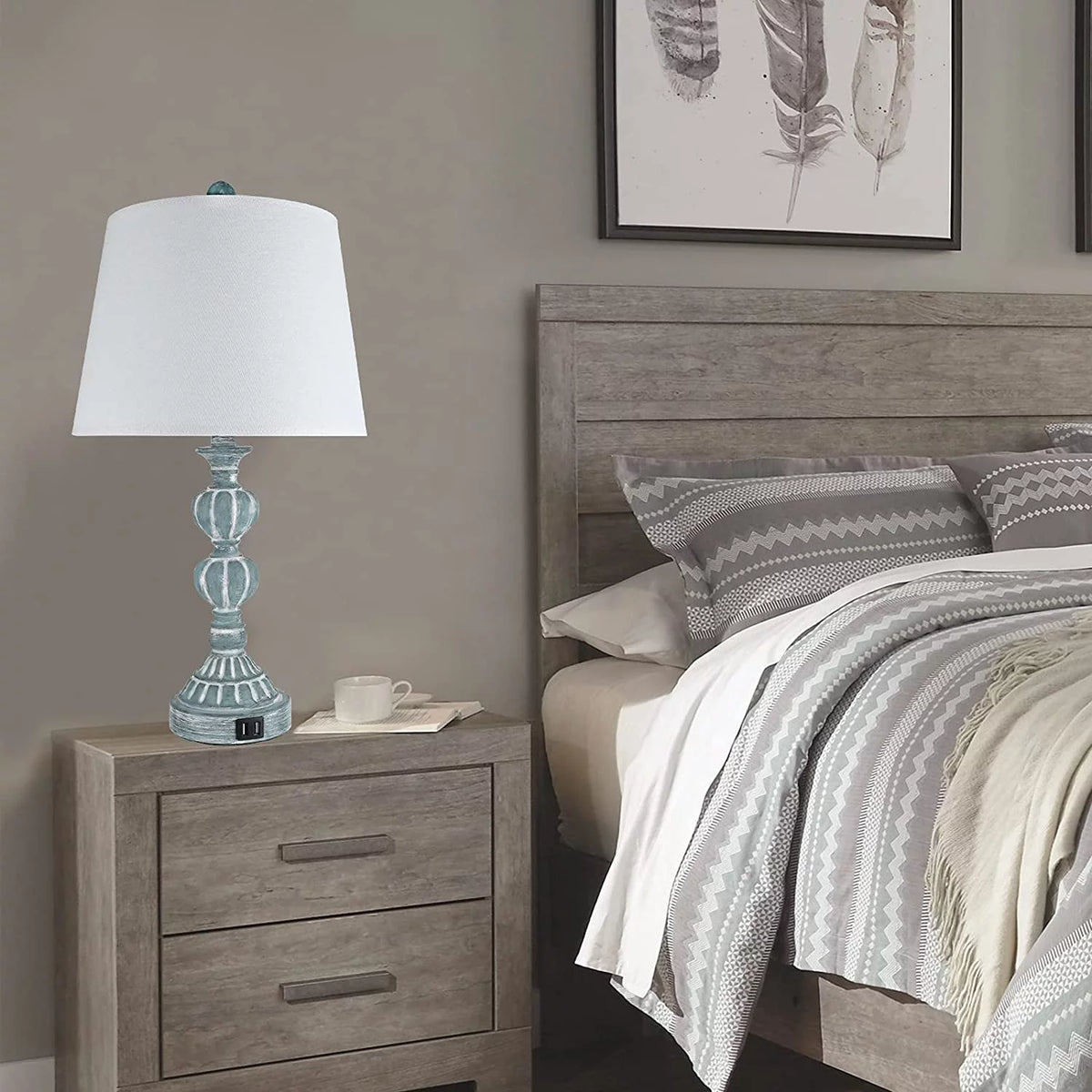 Touch Control Table Lamp Set of 2, 3-Way Dimmable Blue N602