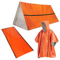 Hiking Emergency Kit Waterproof Heat Reflective Poncho Raincoat with Sleeping Bag and Tent Shelter R553747