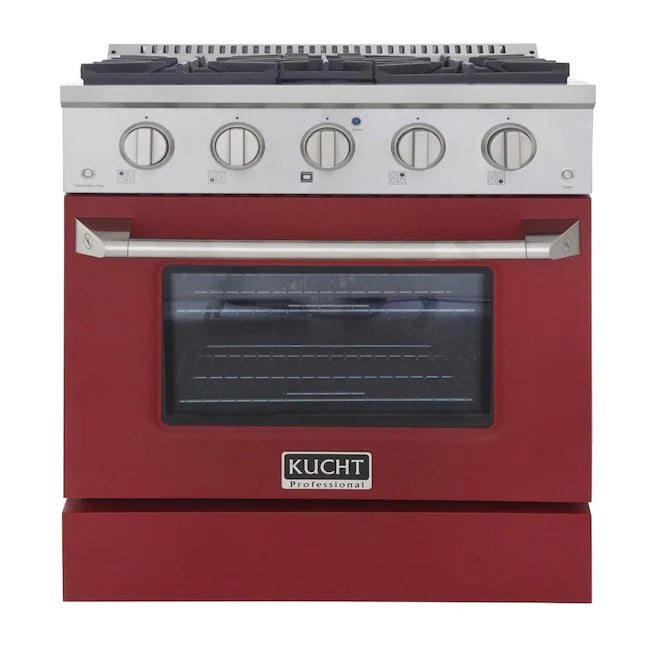 30 Pro-Style Natural Gas Dual Fuel Range with 4 Burners in Red P1602