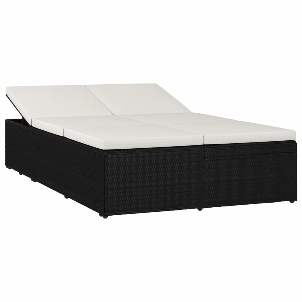 Adjustable Poly Rattan Sun Lounger with Cushion S98959