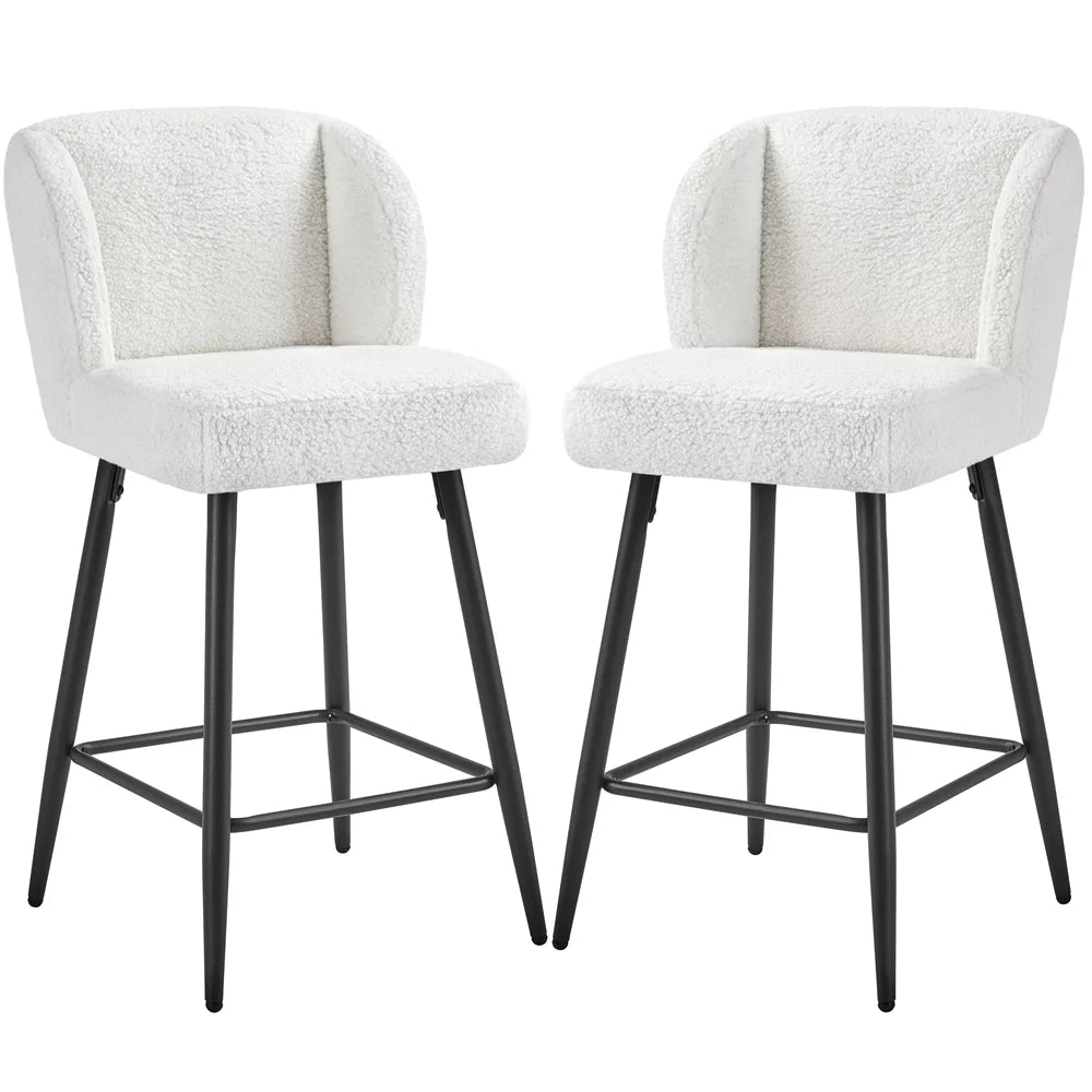 White Upholstered Bar Stools Set of 2 H3285