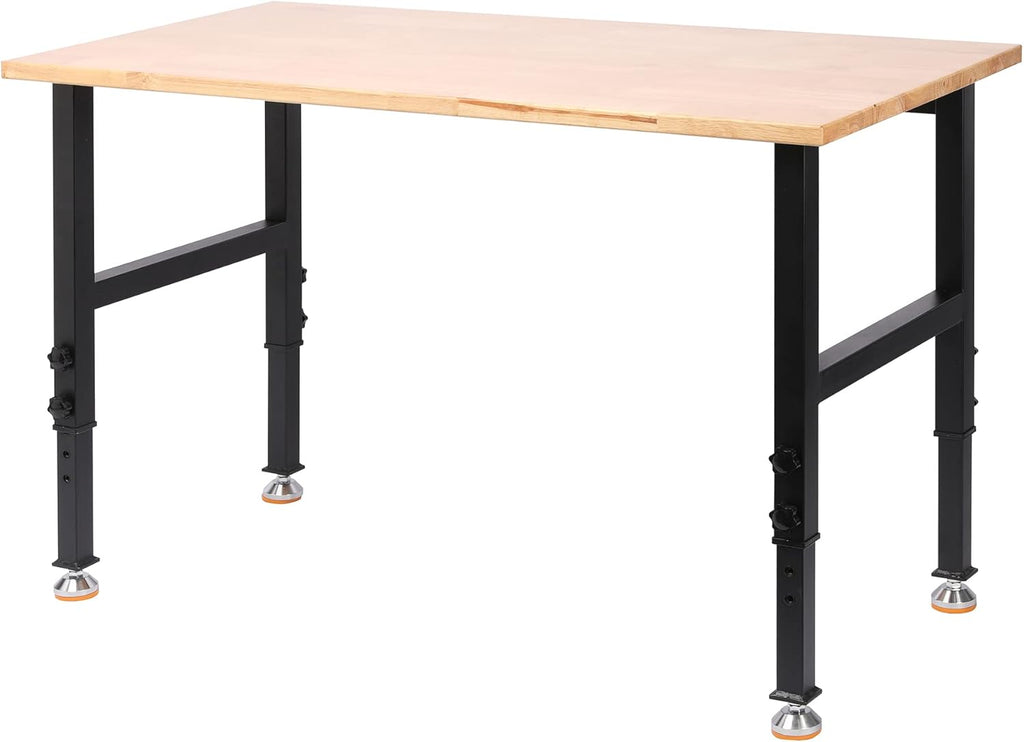 48 Heavy-Duty Adjustable Workbench Rubber Wood Shop Table C55126