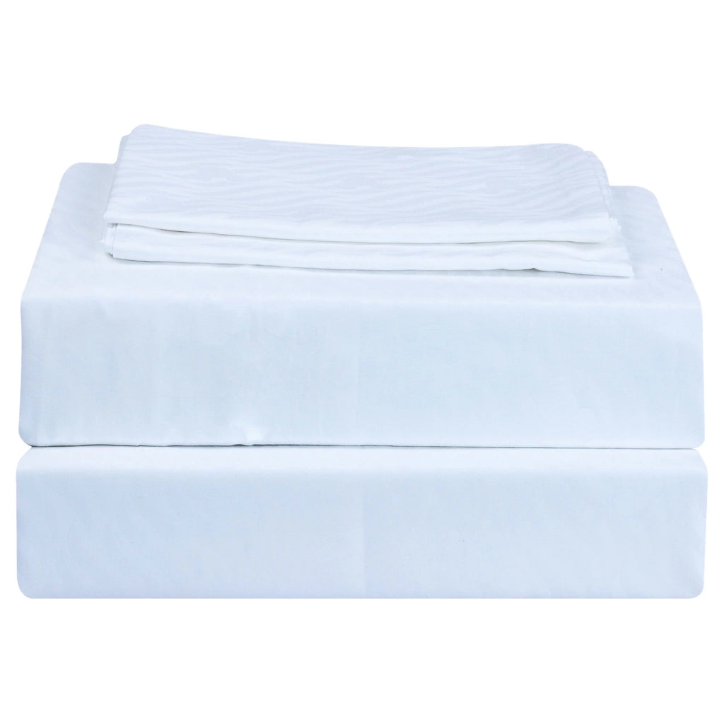 100% Cotton Jacquard Damask King 4 Piece Sheet Set W960167