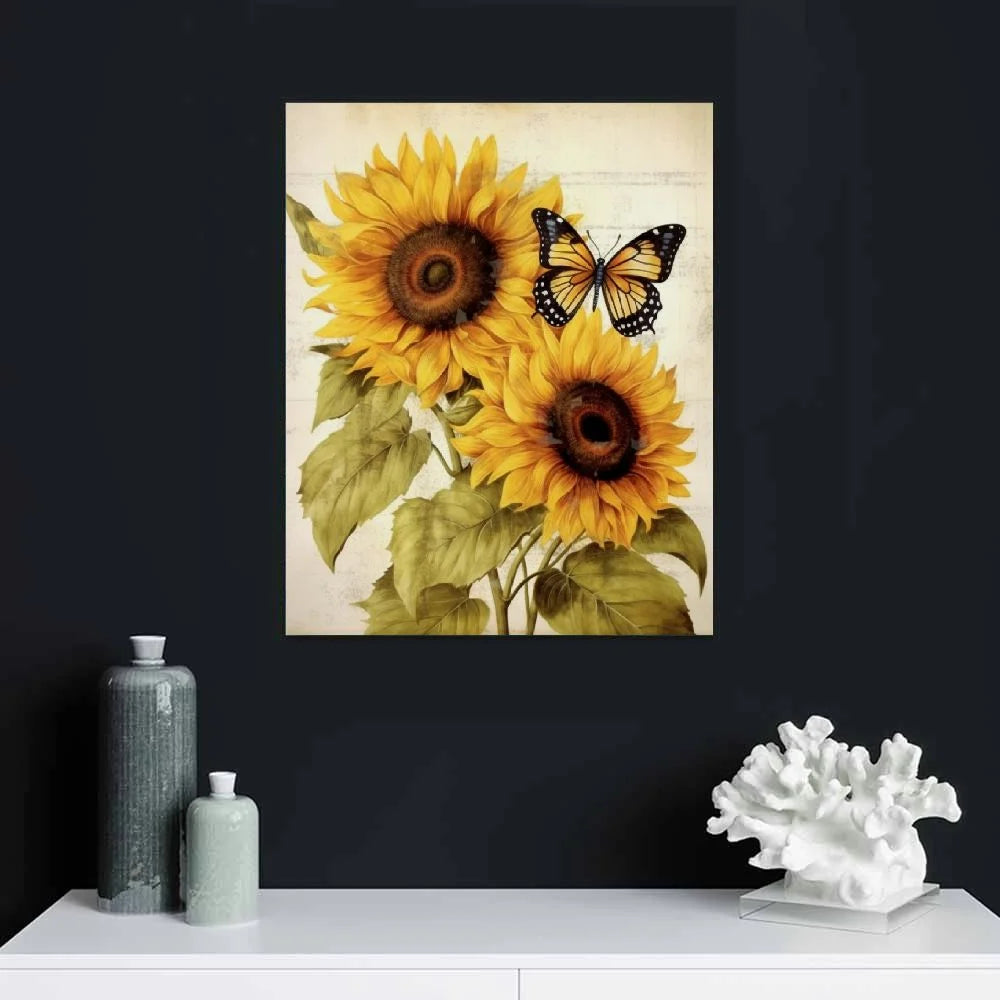 Vintage Sunflower Canvas Wall Art J7202