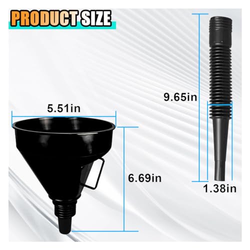 Wide Mouth Plastic Oil Funnel with Flexible Extension Nozzle and Mesh Screen Filter O4076
