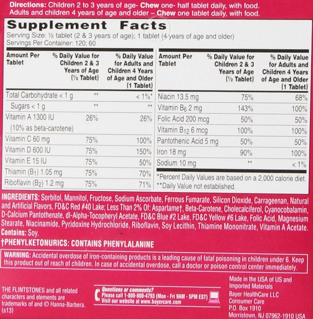Children's Multivitamin plus Iron Chewable Tablets, 60-Count D106
