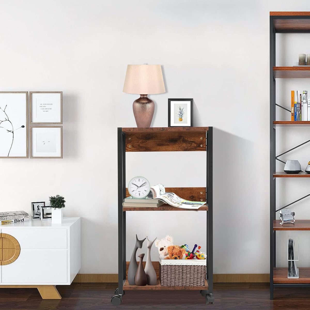 3-Tier Rolling Printer Cart with Storage W34834