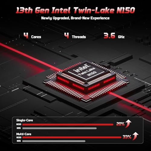 15.6" FHD IPS Laptop Computer - 8GB RAM 128GB SSD, 4 Cores 13th Gen Intel N150, 65W GaN Type-C, Fingerprint, Backlit Keyboard, Wi-Fi 6, BT5.2, Numpad V158