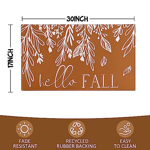 Buffalo Plaid Pumpkin Football Welcome Mat 30" x 17" J355