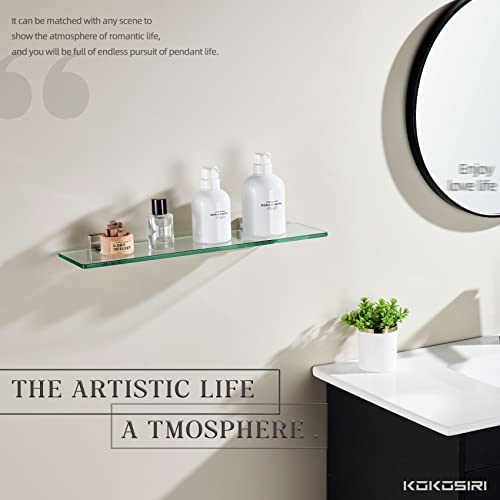 16'' x 5.6'' Tempered Glass Wall Mounted Shelf J6243