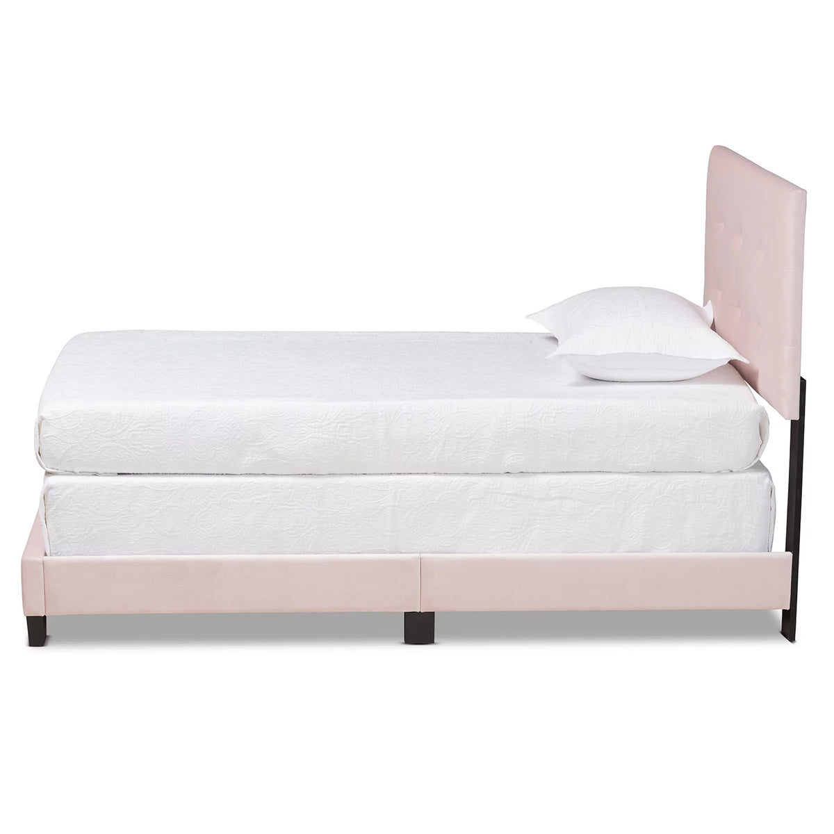 Light Pink Velvet Tufted Panel Bed W692517