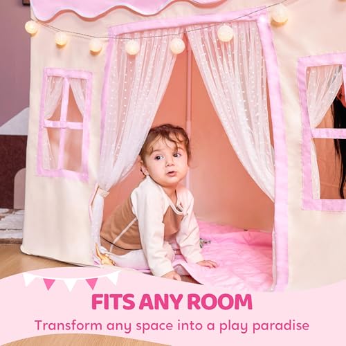 Play Tent with Blanket, LED Lights & Flags, 51*35*52 Inch Z66212