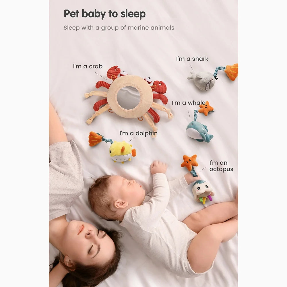 Tummy Time Infant Toddlers Toy With Crib Mobile Mirror Animal Baby Toy Z71870