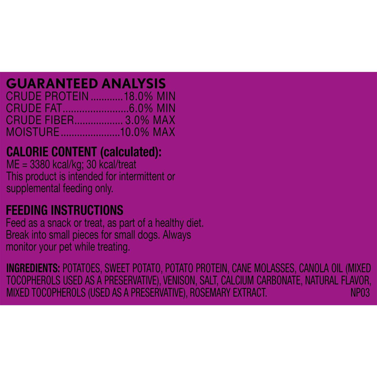 Sweet Potato & Venison Dog Treats G5110