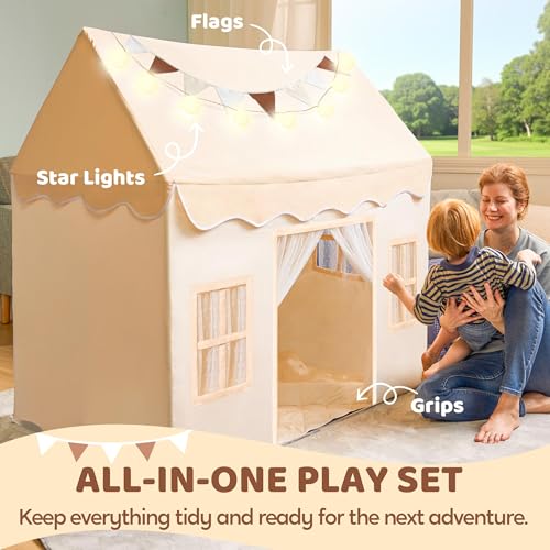 Play Tent with Blanket, LED Lights & Flags, 51*35*52 Inch Z66212