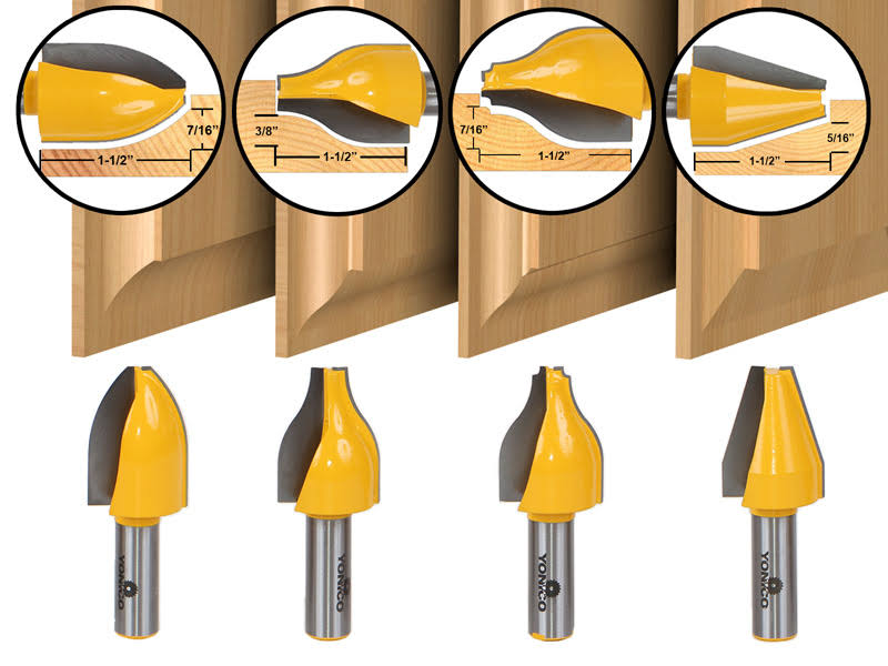4 Bit Vertical Raised Panel Router Bit Set 1/2-Inch Shank Q141