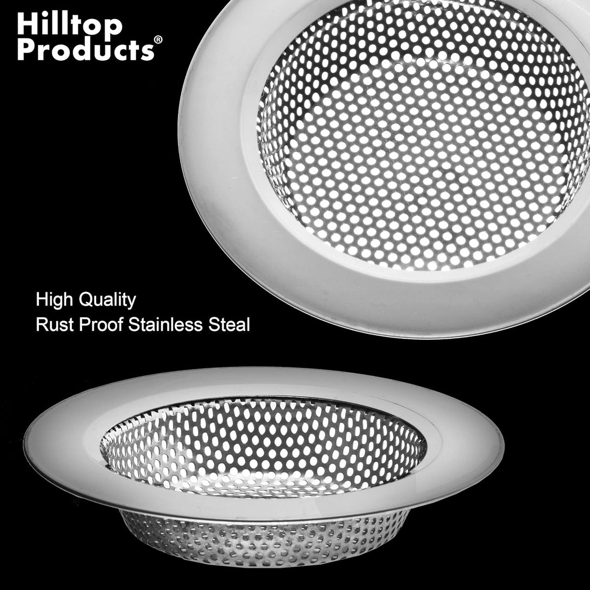 2 Pack 4.5" Top / 3" Basket Stainless Steel Kitchen Sink Drain Strainer T2628