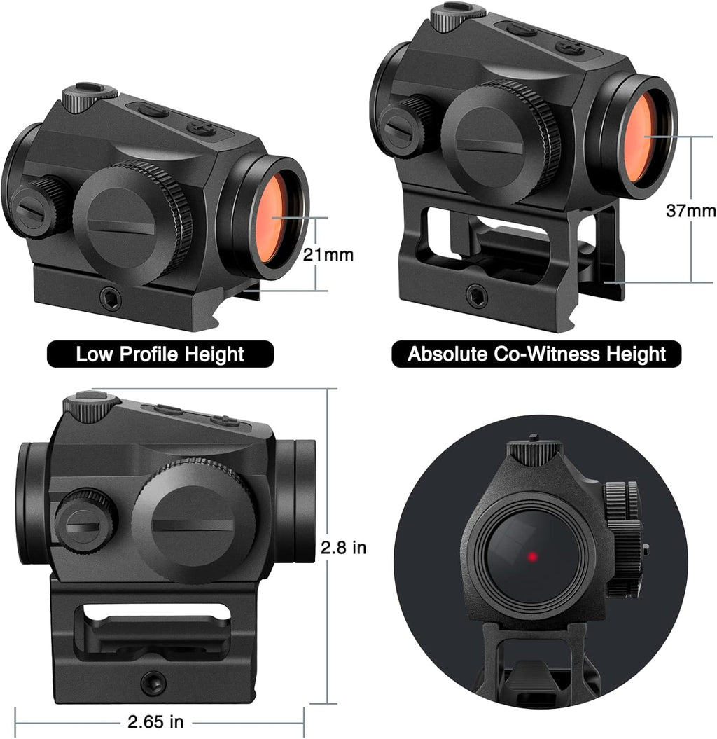 2 MOA Red Dot Sight 1x20mm Reflex Sight with Flip Lens Covers, Black Pack of 2 Q671
