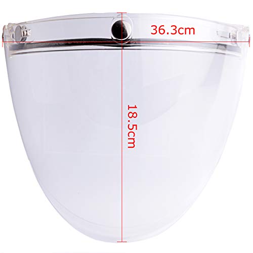 3-Snap Flip Up Visor Shield Lens for Retro Open Face Motorcycle Helmet (Clear) P2869