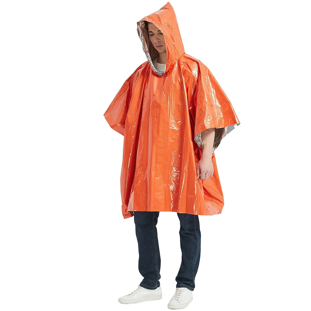 Hiking Emergency Kit Waterproof Heat Reflective Poncho Raincoat with Sleeping Bag and Tent Shelter R553747
