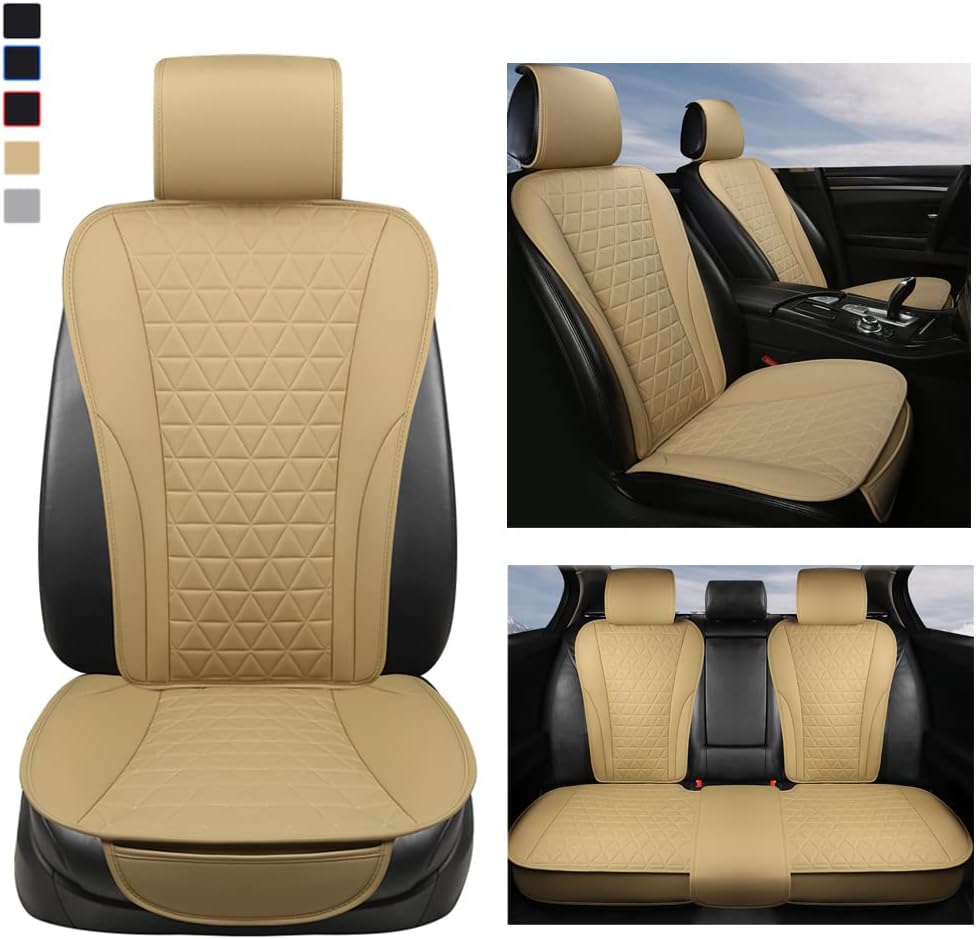 Grey Leather Front Car Seat Covers B7515
