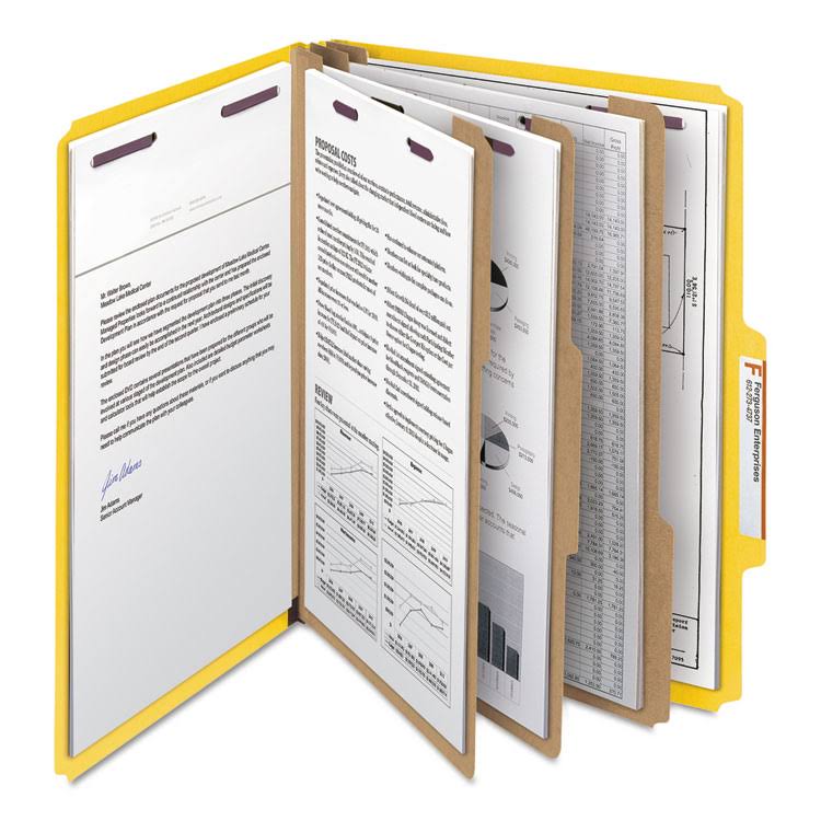 Yellow Letter Size Pressboard File Folder with 3 Dividers T654382