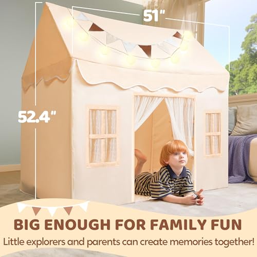 Play Tent with Blanket, LED Lights & Flags, 51*35*52 Inch Z66212