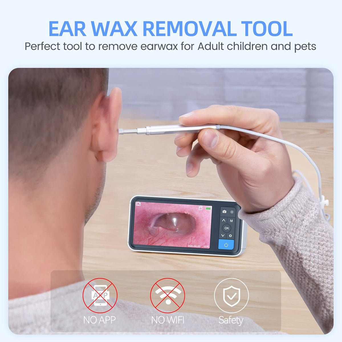 1080P HD Otoscope Ear Camera and Wax Remover with IPS Screen J52440