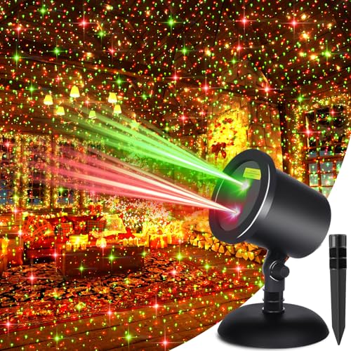 Red & Green Stars Motion Laser Christmas Lights Projector H1739