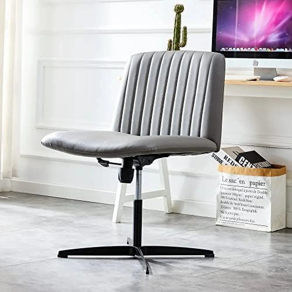 Black PU Leather Armless Office Chair O641
