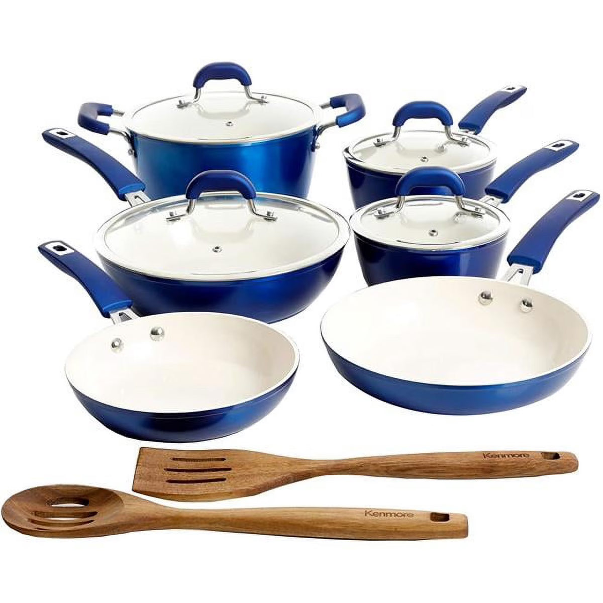 12 Piece Nonstick Ceramic Cookware Set, Blue R935756