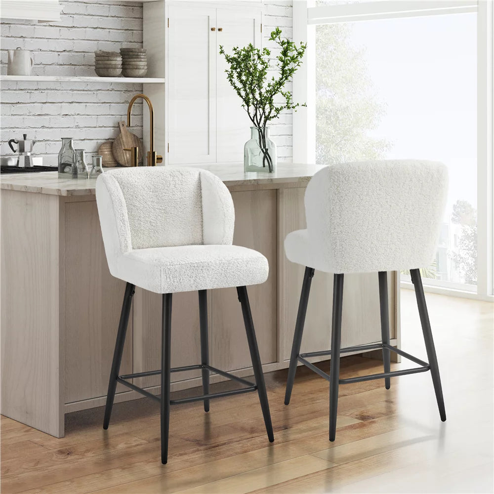 White Upholstered Bar Stools Set of 2 H3285