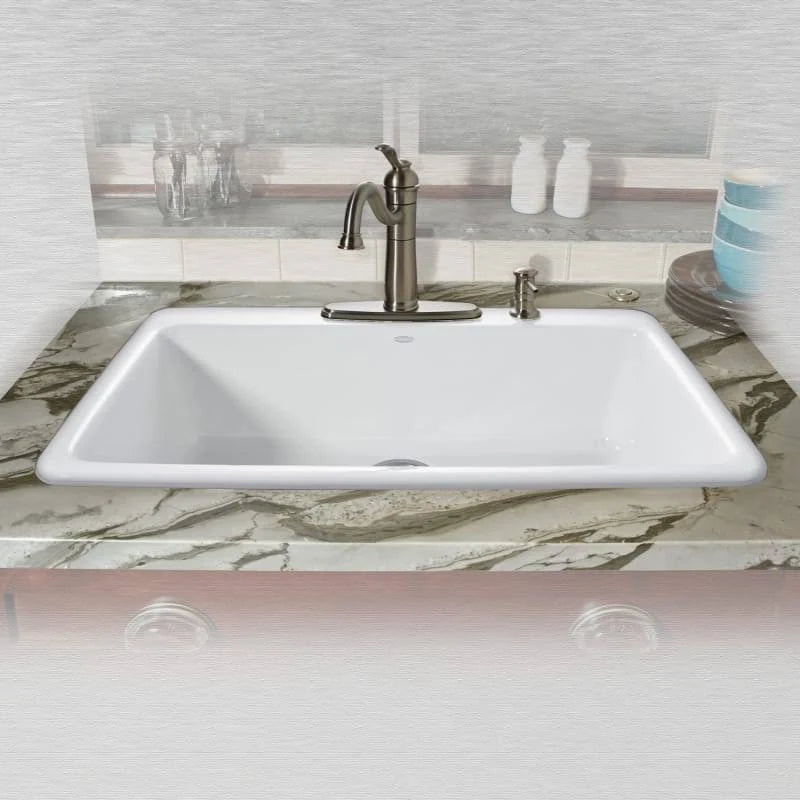 33x22 Single Basin Drop in Cast Iron Kitchen Sink O113