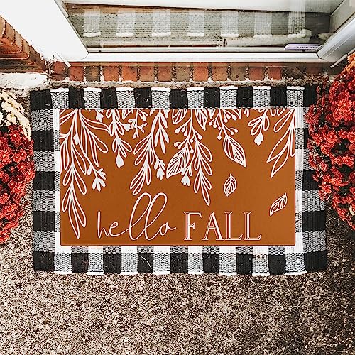 Buffalo Plaid Pumpkin Football Welcome Mat 30" x 17" J355