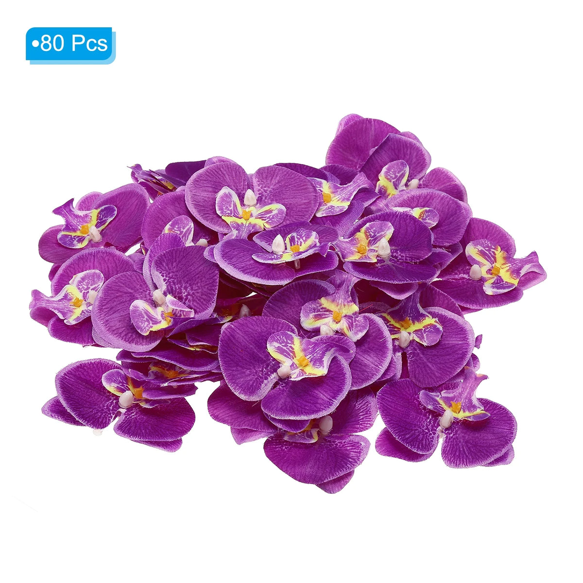 80Pack 2.8" Artificial Silk Butterfly Orchid Flower Heads Dark Purple H366