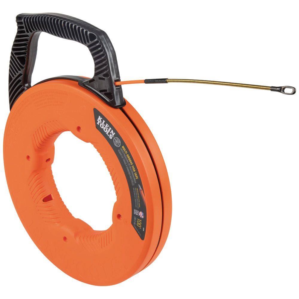 100 ft Multi-Groove Fiberglass Fish Tape with Spiral Steel Leader K555