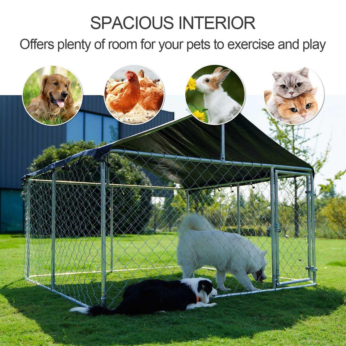 Outdoor Dog Kennel Dog Playpen with Galvanized Chain Link S4326