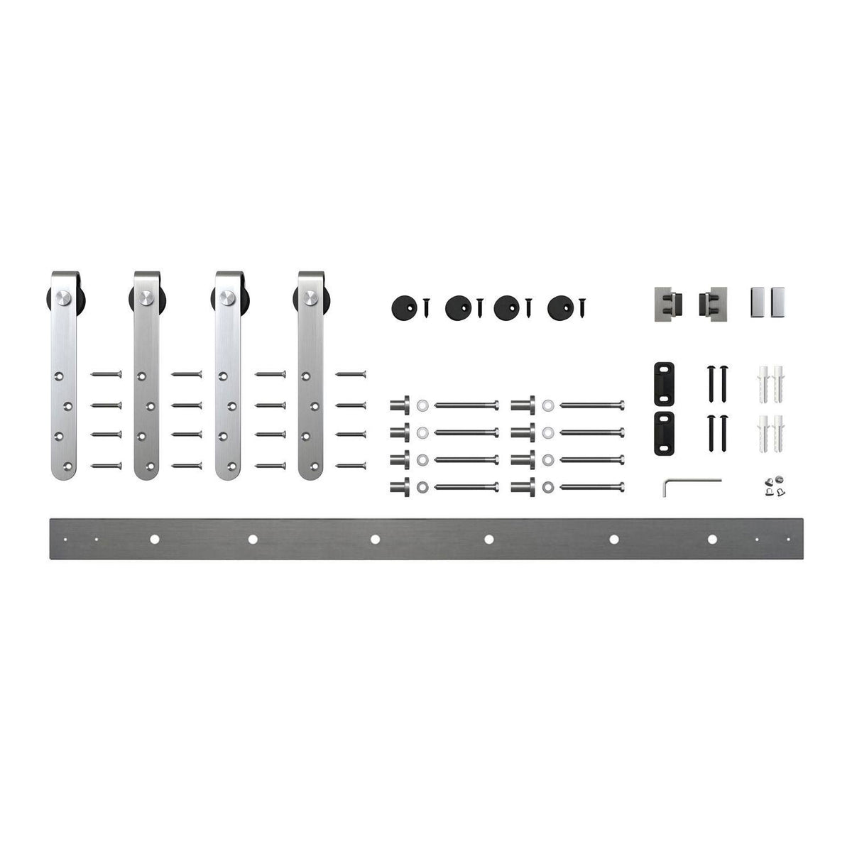 Stainless Steel 60 in. Sliding Double Barn Door Hardware Kit C32834