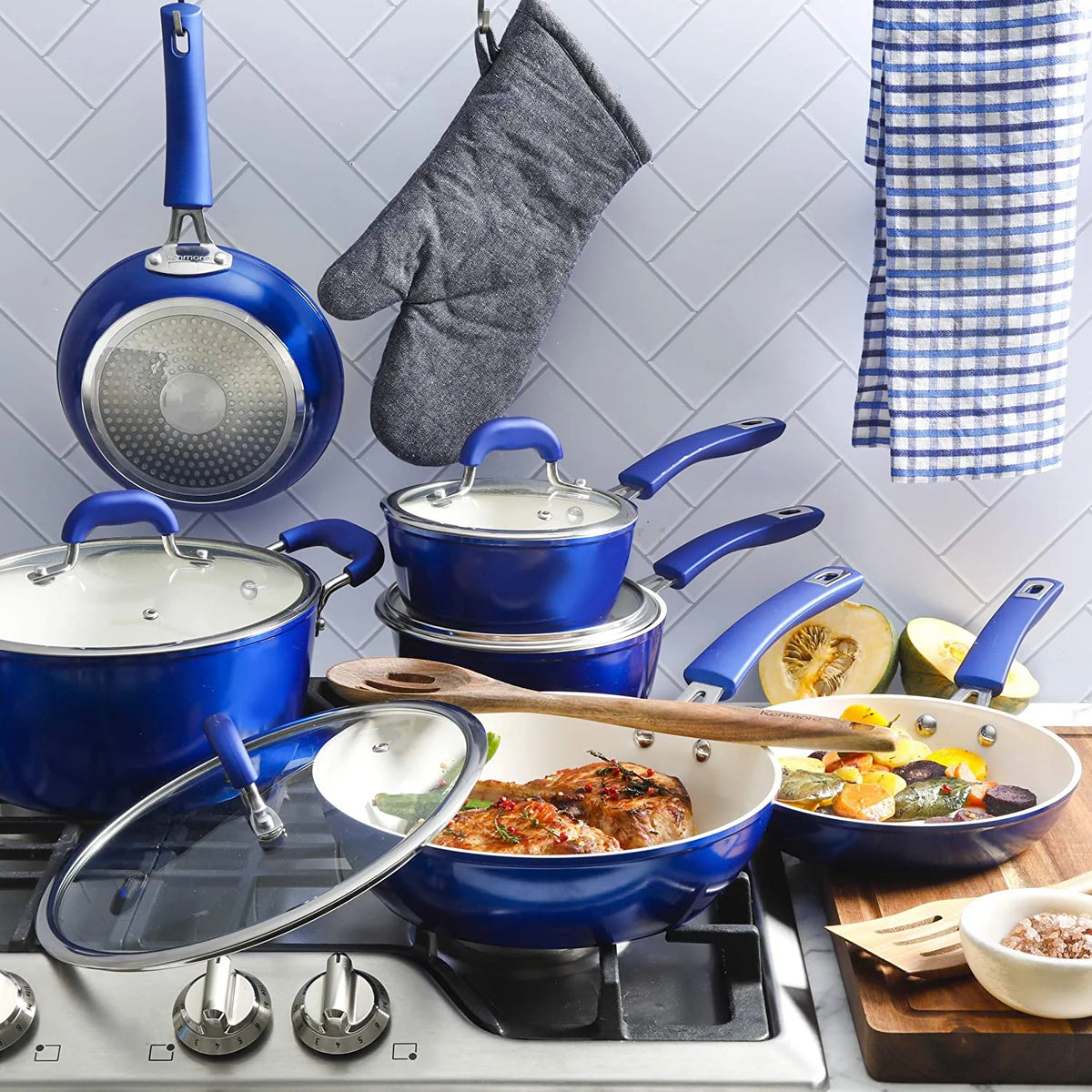12 Piece Nonstick Ceramic Cookware Set, Blue R935756