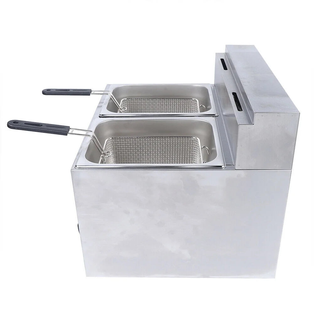 12L Stainless Steel Commercial Gas Fryer with 2 Baskets C7534