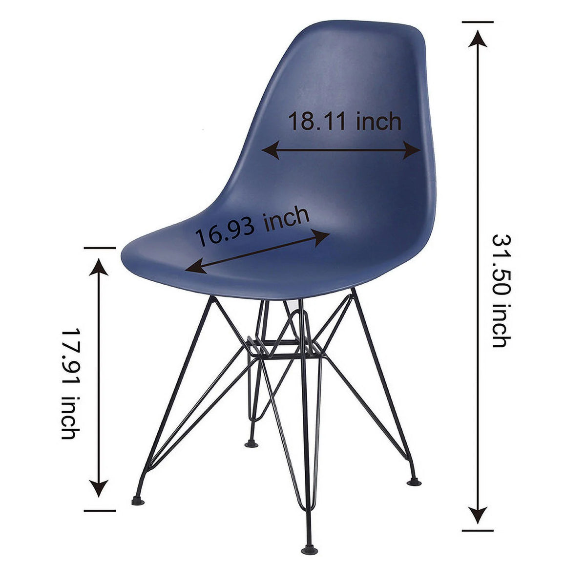 Blue Plastic Modern Dining Chairs Set of 4 N26435