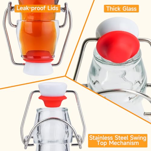 Set of 6 8.5 oz Swing Top Glass Bottles X31517