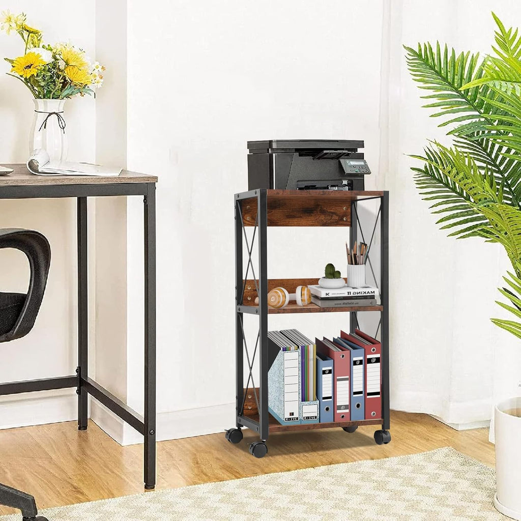 3-Tier Rolling Printer Cart with Storage W34834