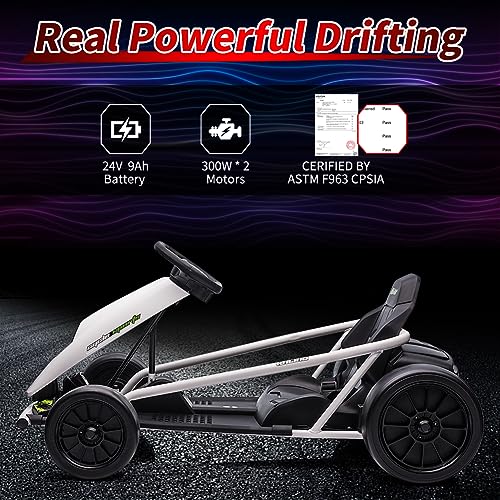 24V Kids Go Kart 300W*2 Motors 9Ah Battery 8.1MPH Ride On Toy B50966