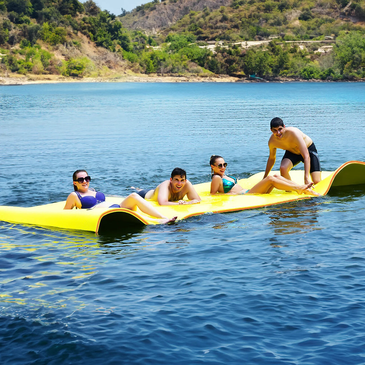 18x6FT 3-Layer Tear-Resistant XPE Foam Water Floating Pad, Yellow W86033