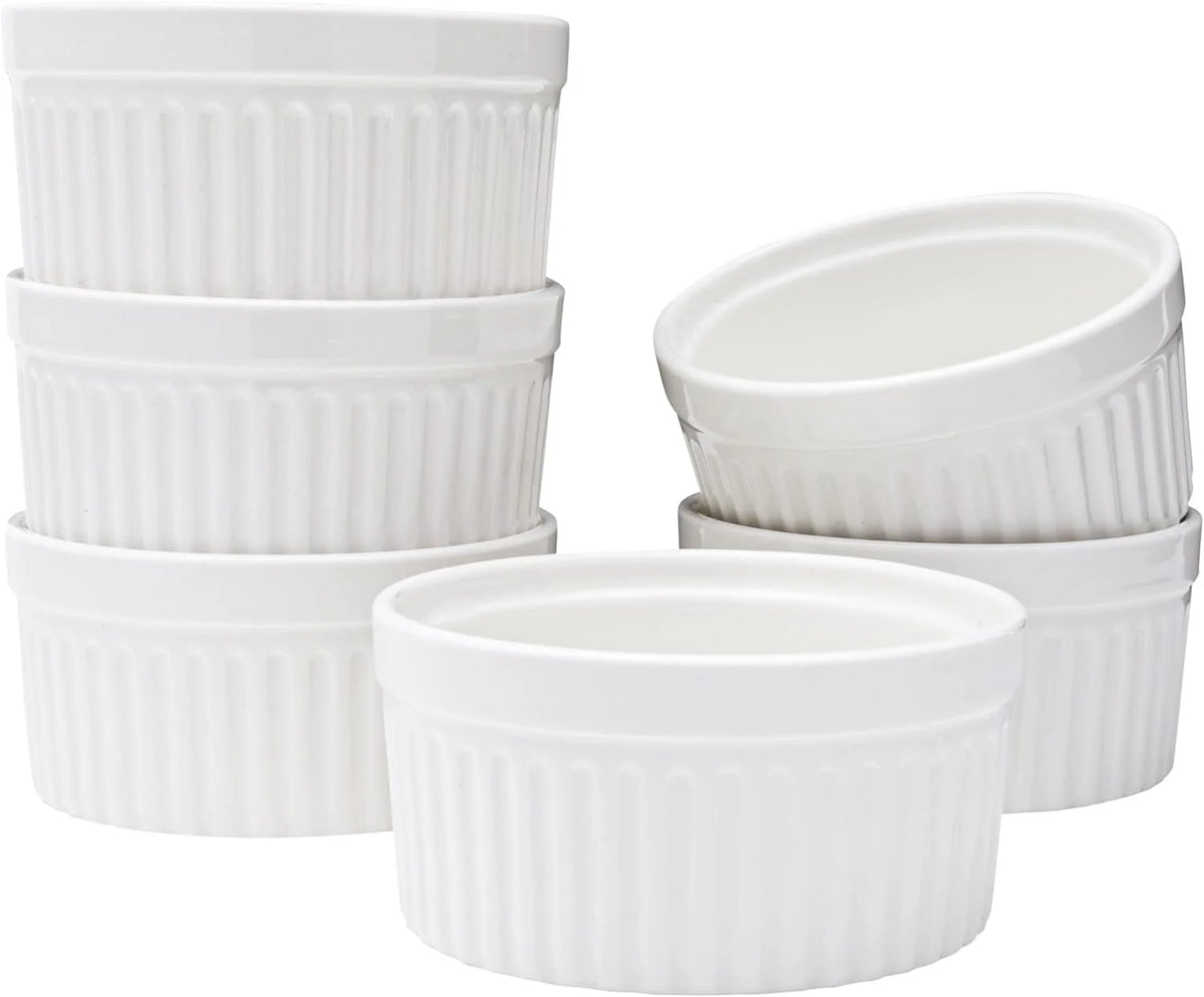 White Set Of 6 Porcelain Ramekins L12022