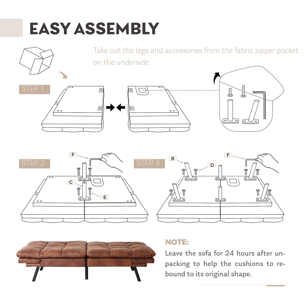 Brown Convertible Memory Foam Futon Sofa Bed O532