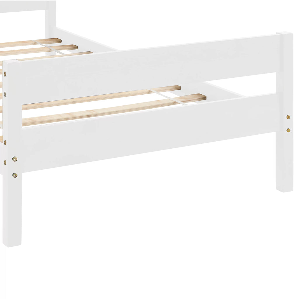 White Twin Wood Bed Frame with Headboard & Footboard Y41076
