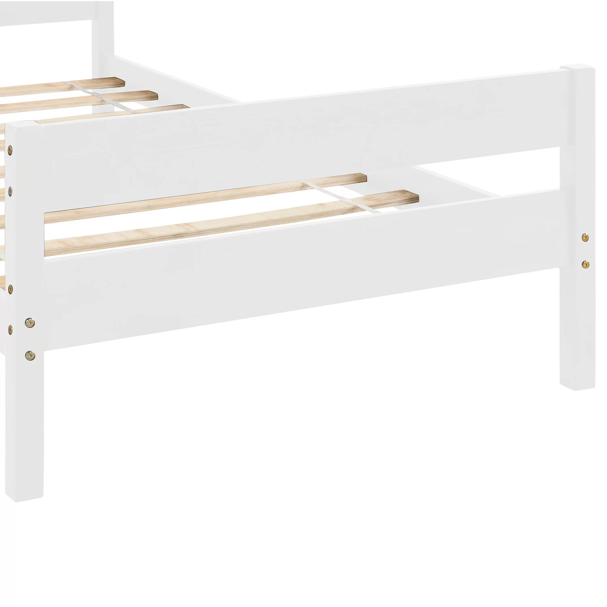 White Twin Wood Bed Frame with Headboard & Footboard Y41076