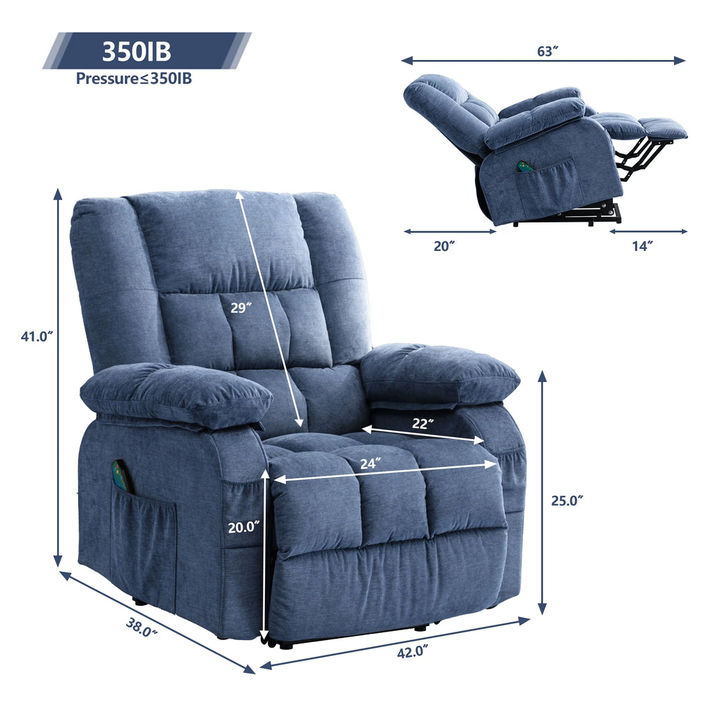 Brown Power Lift Recliner Chair with Heat and Massage U7406